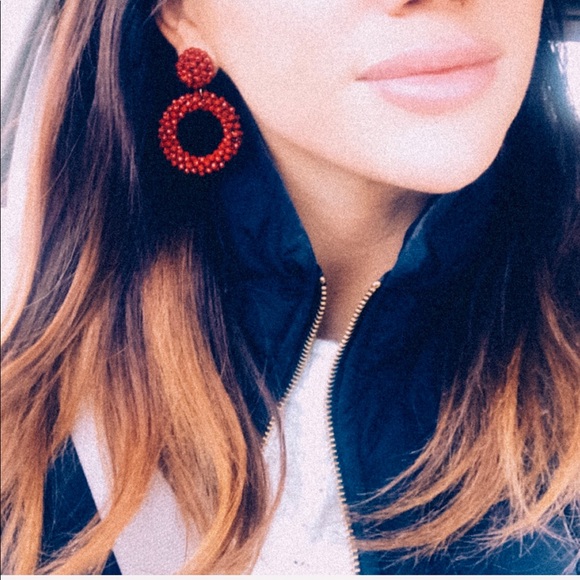 Black Cluster Glass Bead Circle Drop Earrings NEW - Picture 2 of 2